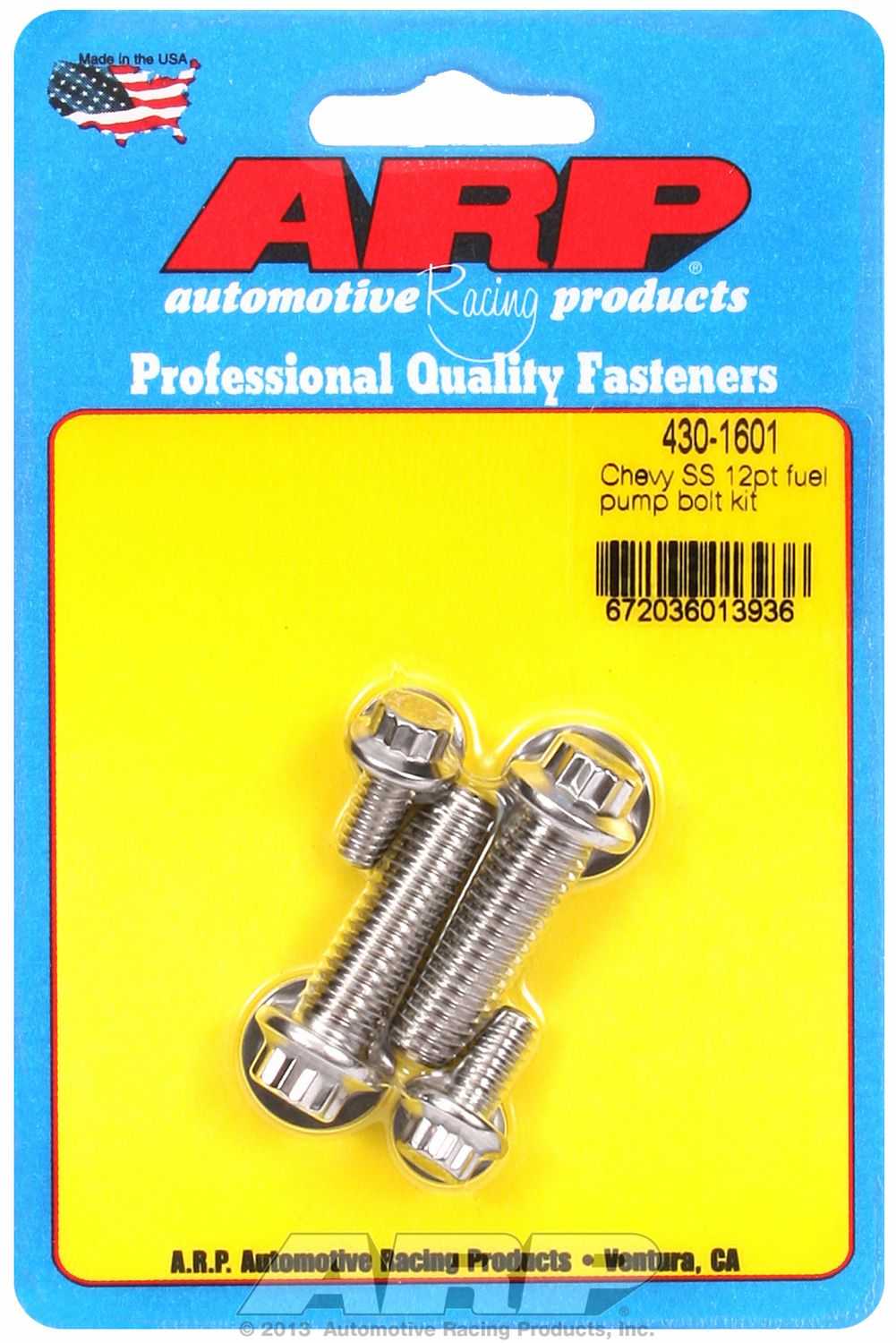 ARP Fasteners, 430-1601 ARP Fasteners Fuel Pump Mounting Bolt For Use With Chevy