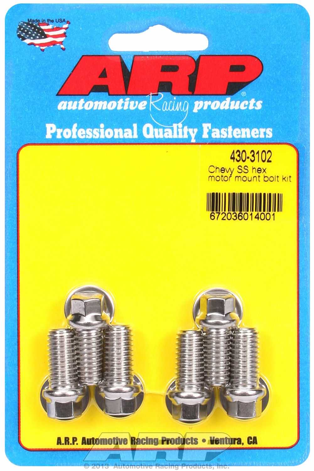 Arp, 430-3102 ARP Fasteners Motor Mount Bolt For Use With Chevy V6/ V8