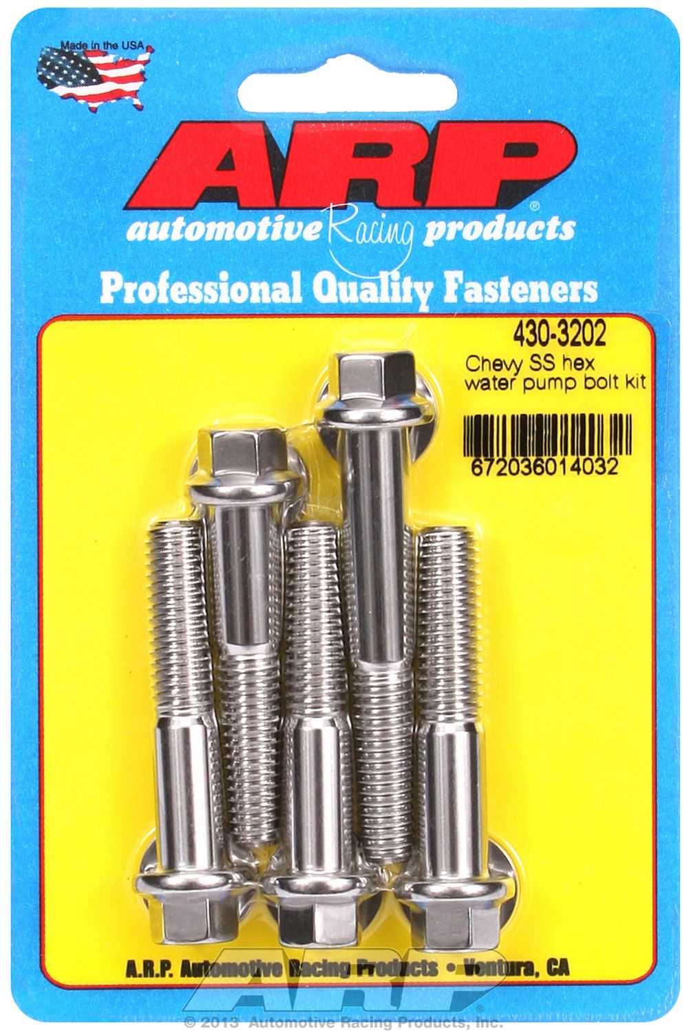 ARP Fasteners, 430-3202 ARP Fasteners Water Pump Bolt For Use With All V8 Chevy