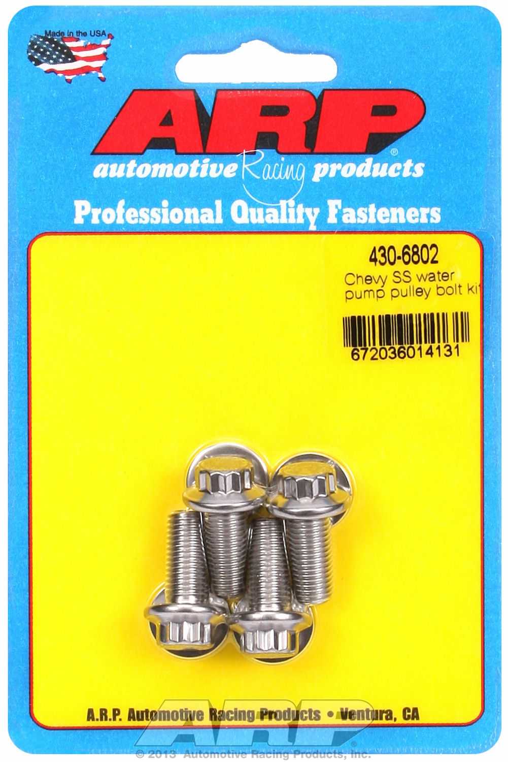 ARP Fasteners, 430-6802 ARP Fasteners Water Pump Pulley Bolt 5/16 Inch - 24 Thread