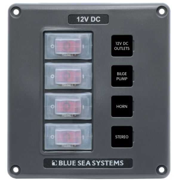 Blue Sea, 4320BSS Blue Sea Panel Switch H2O Cb 4Pos Gray