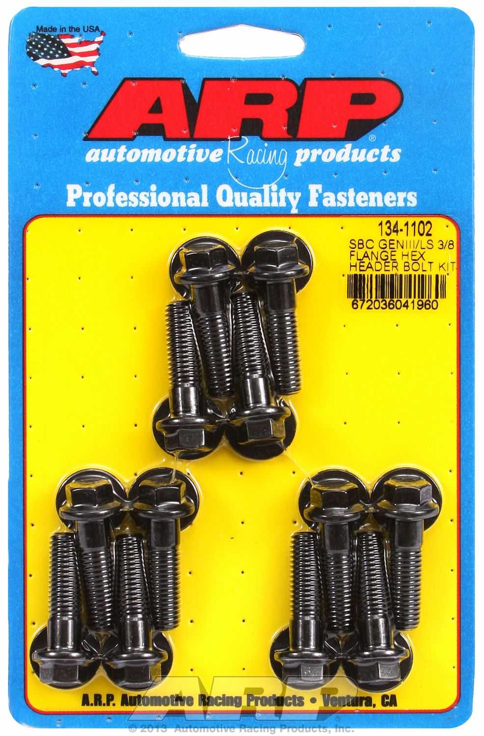 ARP Fasteners, 434-1102 ARP Fasteners Exhaust Header Bolt For Use With Chevy LS V8