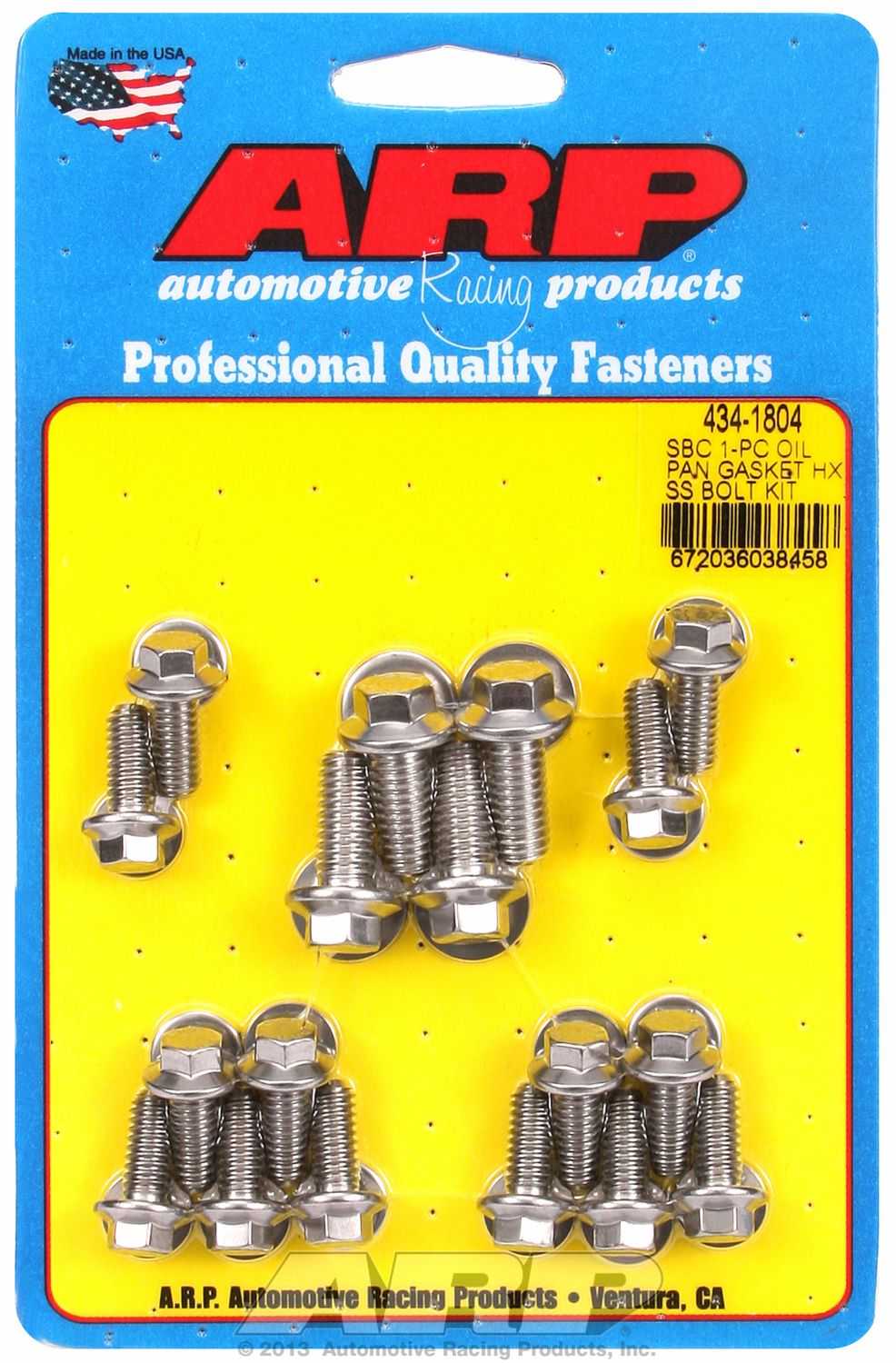 ARP Fasteners, 434-1804 ARP Fasteners Oil Pan Bolt Set For Use With Chevy Small