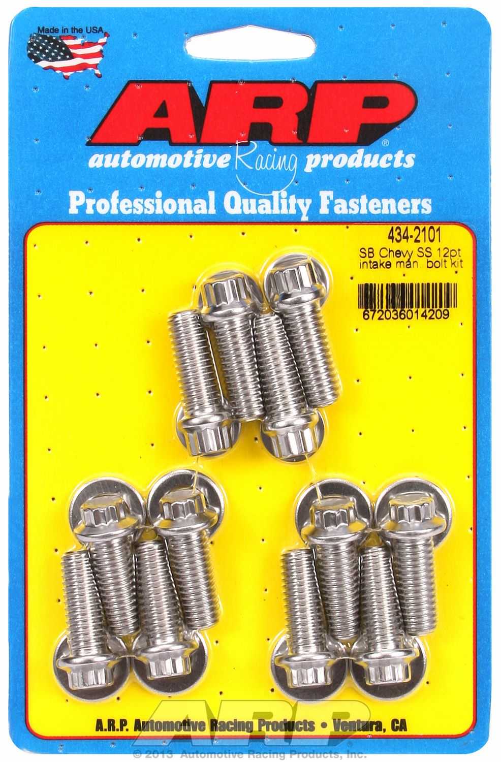 ARP Fasteners, 434-2101 ARP Fasteners Intake Manifold Bolt For Use With Chevy 265/