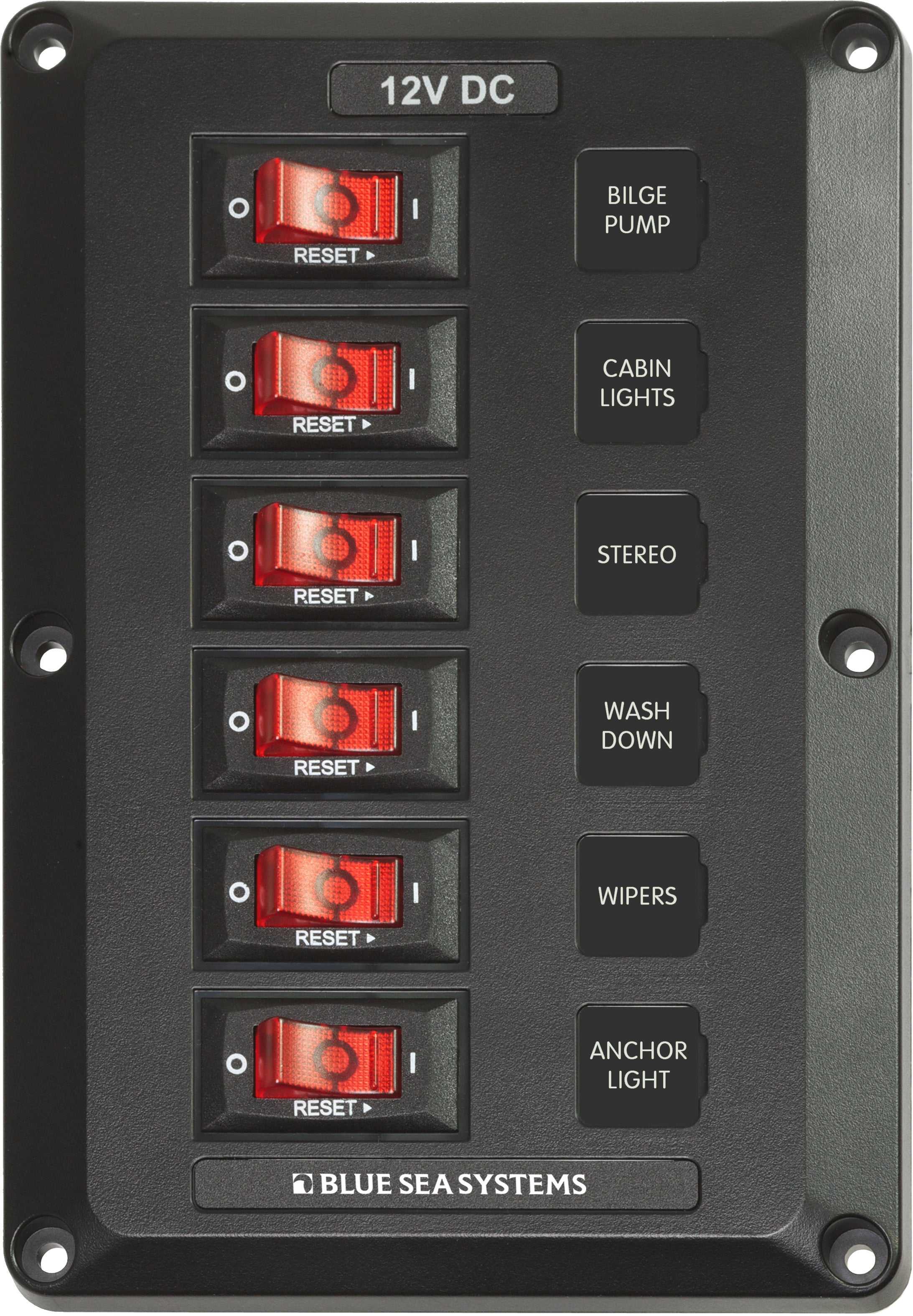 Blue Sea, 4352BSS Blue Sea Panel Below Deck 12Vdc 6Pc