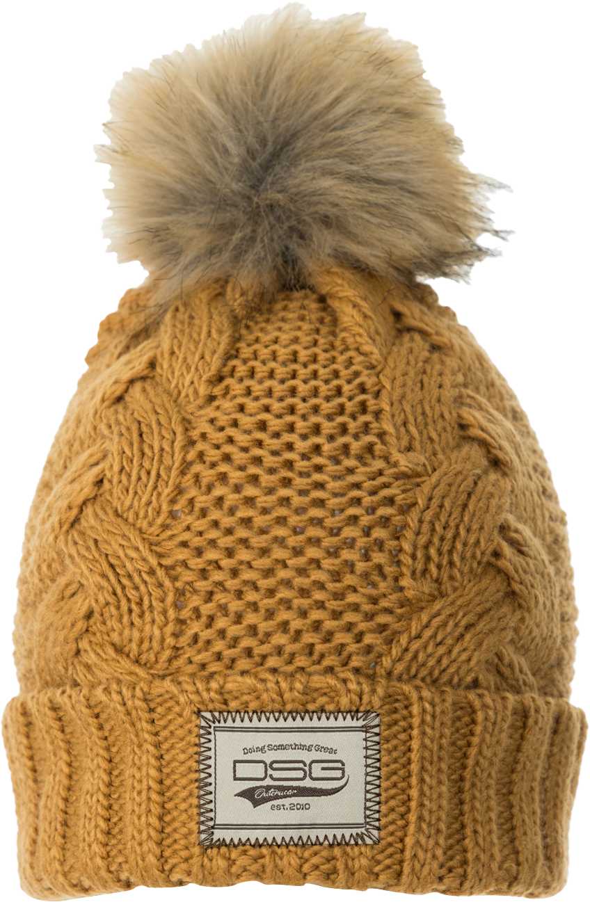 DSG, 45348 Chunky Knit Pom Beanie Tan