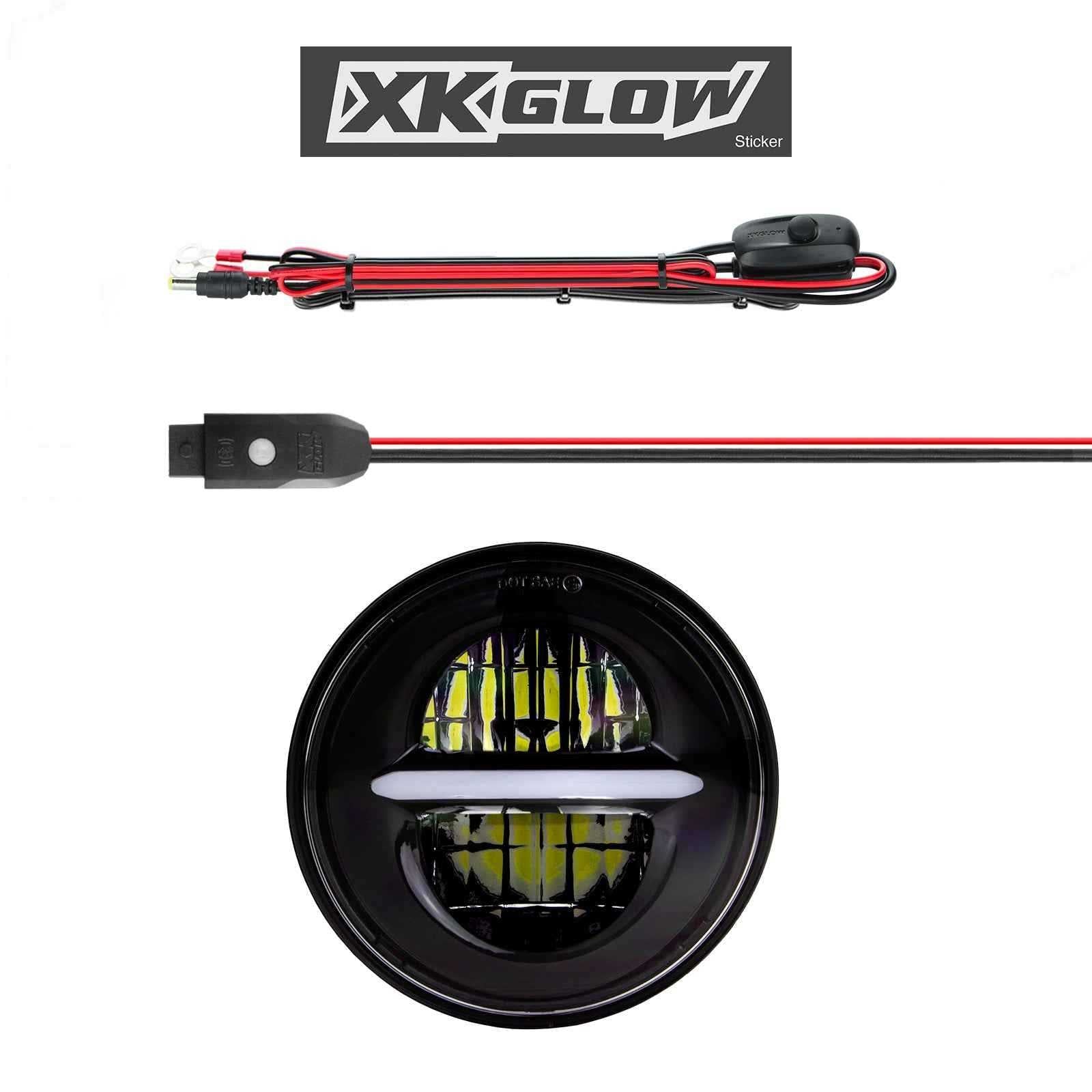 XK GLOW, 5.75" Xkchrome Headlight Black Bezel