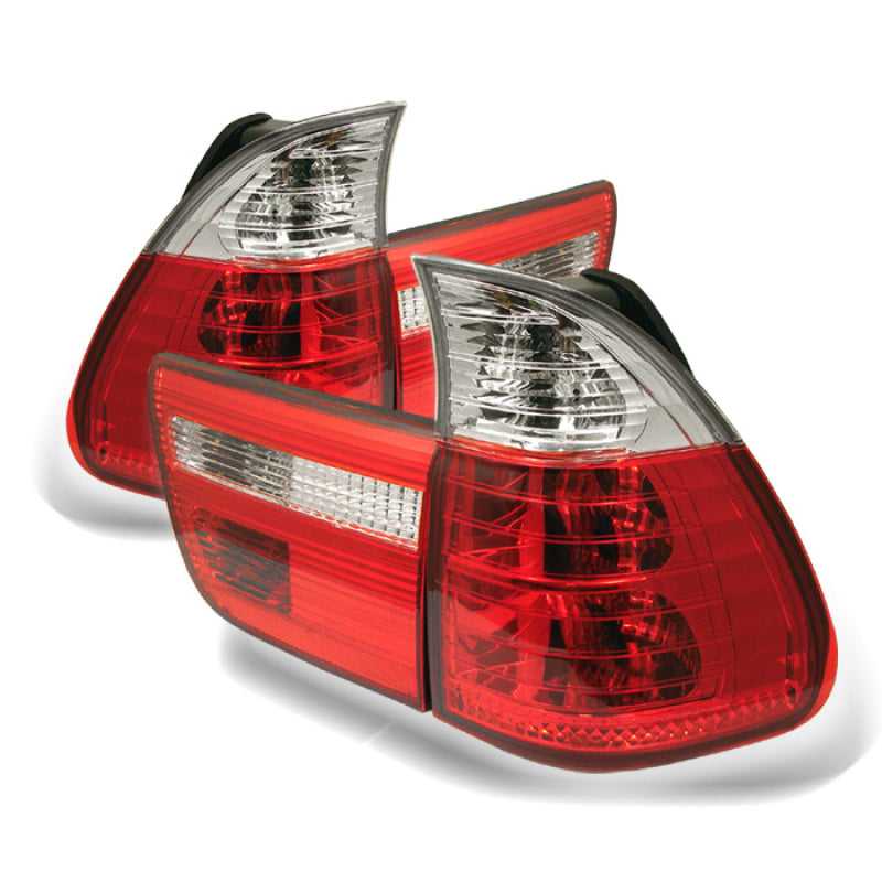 SPYDER, 5000835 Spyder BMW E53 X5 00-06 4PCS Euro Style Tail Lights- Red Clear ALT-YD-BE5300-RC