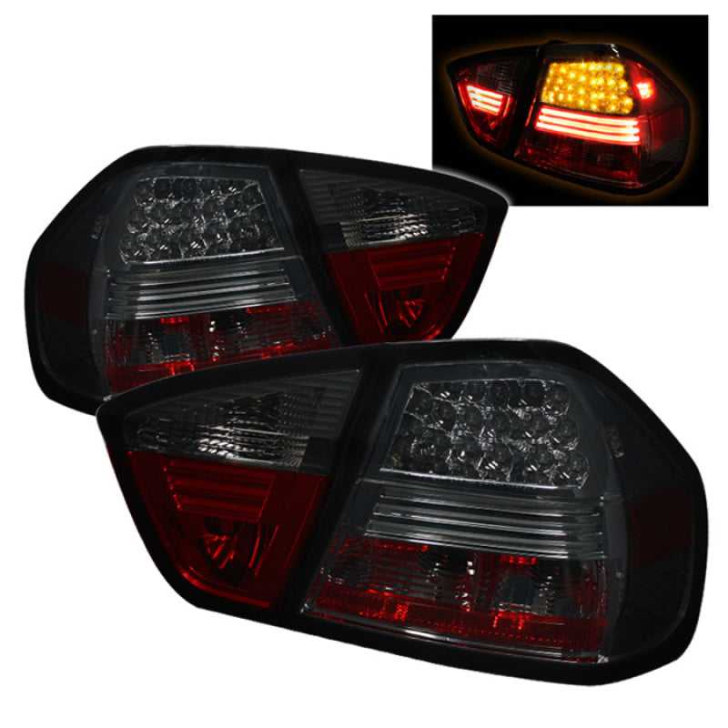 SPYDER, 5000927 Spyder BMW E90 3-Series 06-08 4Dr LED Tail Lights Smoke ALT-YD-BE9006-LED-SM