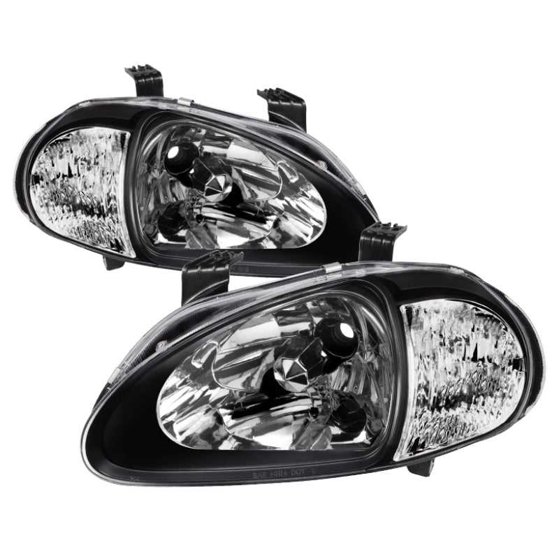 SPYDER, 5014207 Xtune Honda Del Sol 93-97 1Pc Crystal Headlights Black HD-ON-HDEL93-1P-BK